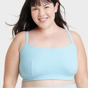 Women's Waffle Knit Bralette - Auden Turquoise Blue 1X